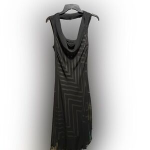 Black Backless Sleeveless Dress with Draped Back